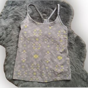 Patagonia Racerback Sport Top Organic Cotton Built in Bra grey yellow S Small